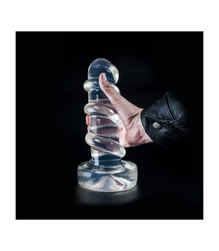 Dildo géant méga spirale transparent