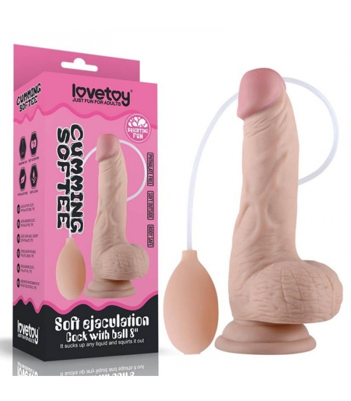 Gode Ejaculateur 8" avec Testicules 14x4,5cm