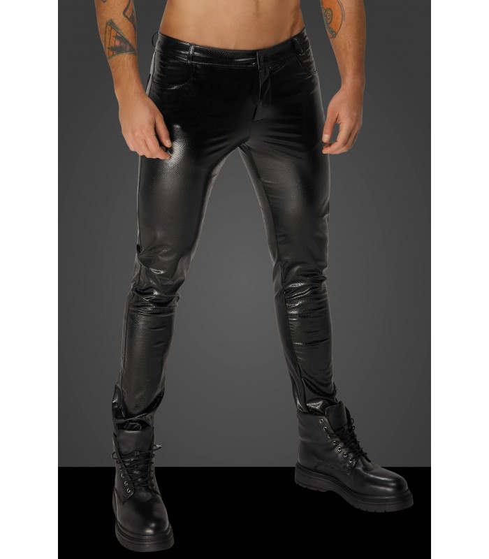 Pantalon Noir Effet Cuir Serpent - Noir Handmade Homme - Vestiaire Gay Shop