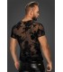 T-Shirt Transparent Flocage Flower - Noir Handmade - Vestiaire Gay Shop