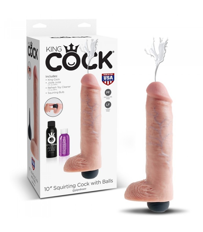 Gode Squirting 10" King Cock Balls 20x5,3cm gay gode