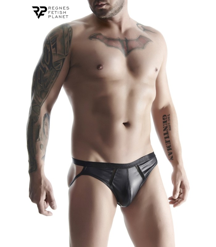 Jock Strap Wetlook Noir Regnes bri022