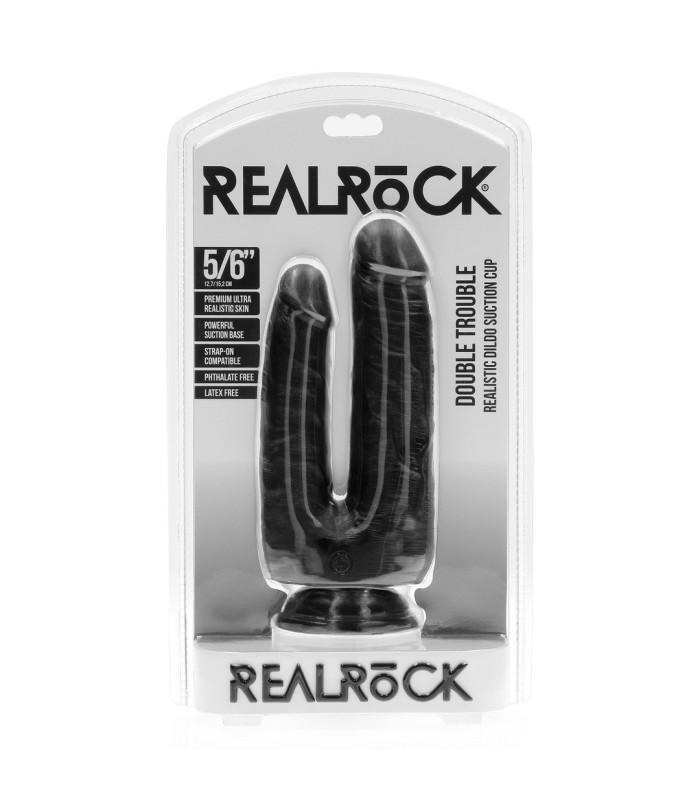 Gode Double Trouble RealRock Noir 21x4,5cm